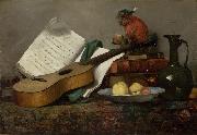 Antoine Vollon Still Life with a Monkey and a Guitar Sweden oil painting artist